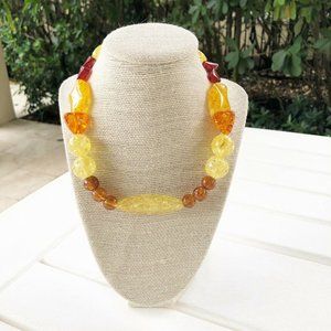 NWT Genuine Amber Beaded Necklace Yellow Orange Red